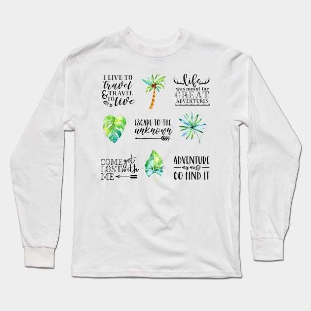 Adventure Quotes - Multi Design Set Long Sleeve T-Shirt by Amanda Jane